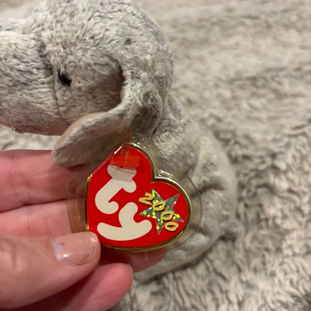 Ty Beanie Babies Tricks Dog‎ Unisex OS Grey Good 2000 Retired Plush Toy Ribbon